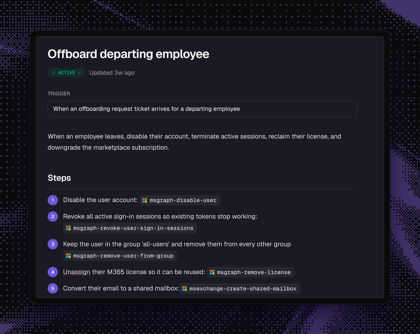 A Rallied automation playbook running in the product